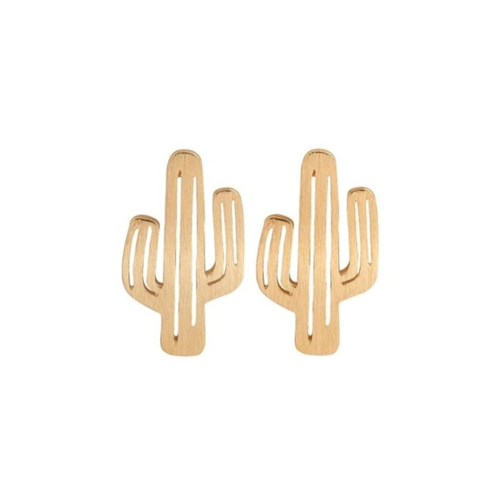 Gold Cactus Stud Earrings